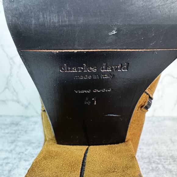 Women's Brown Suede Stacked Block Heel Boots Size 10.5 41 - Picture 8 of 13